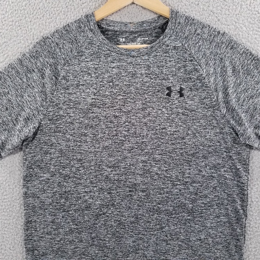 Under Armour Shirt Mens Small Gray Black The Tech Tee HeatGear Loose Performance